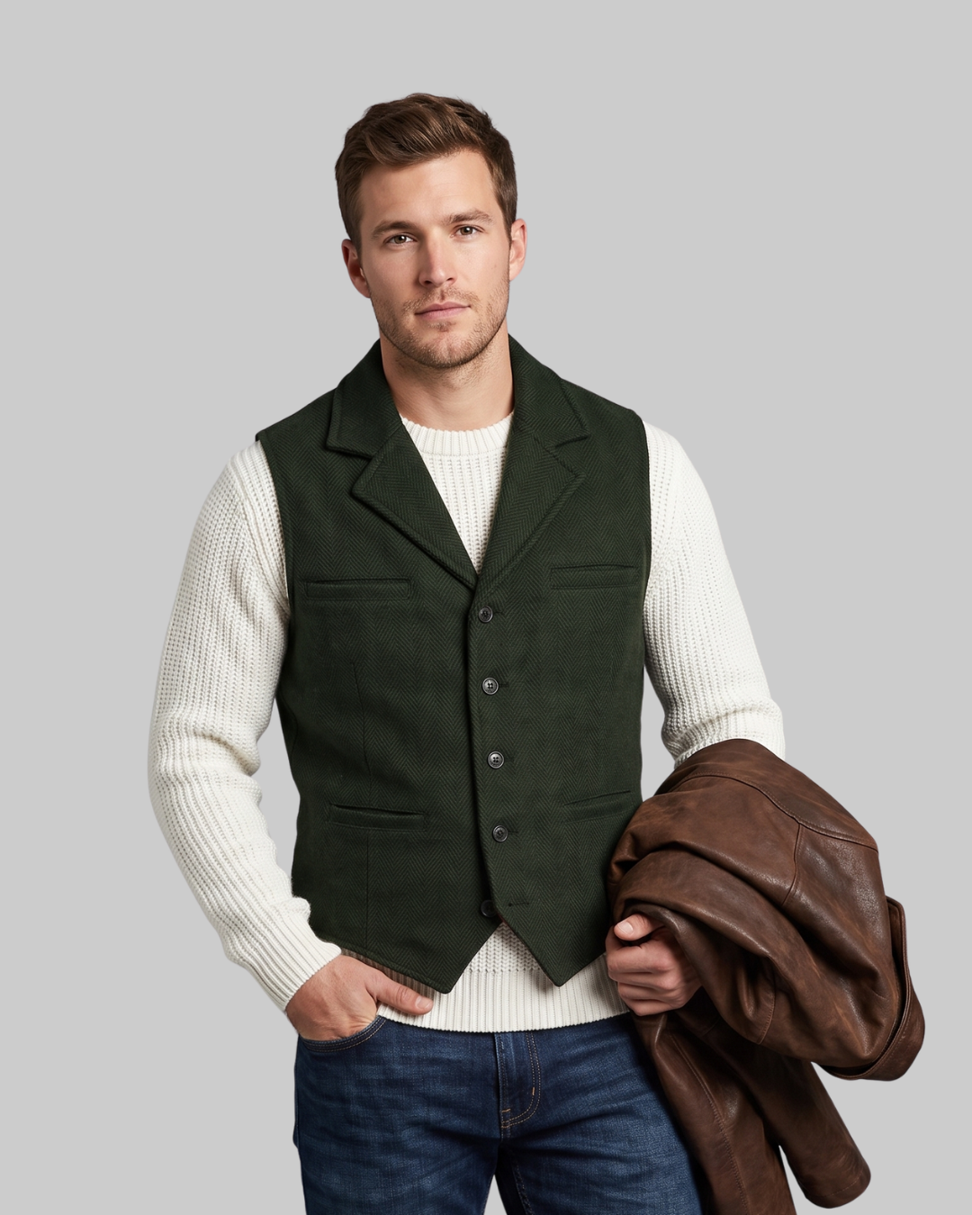 Men's Herringbone Lapel Vest