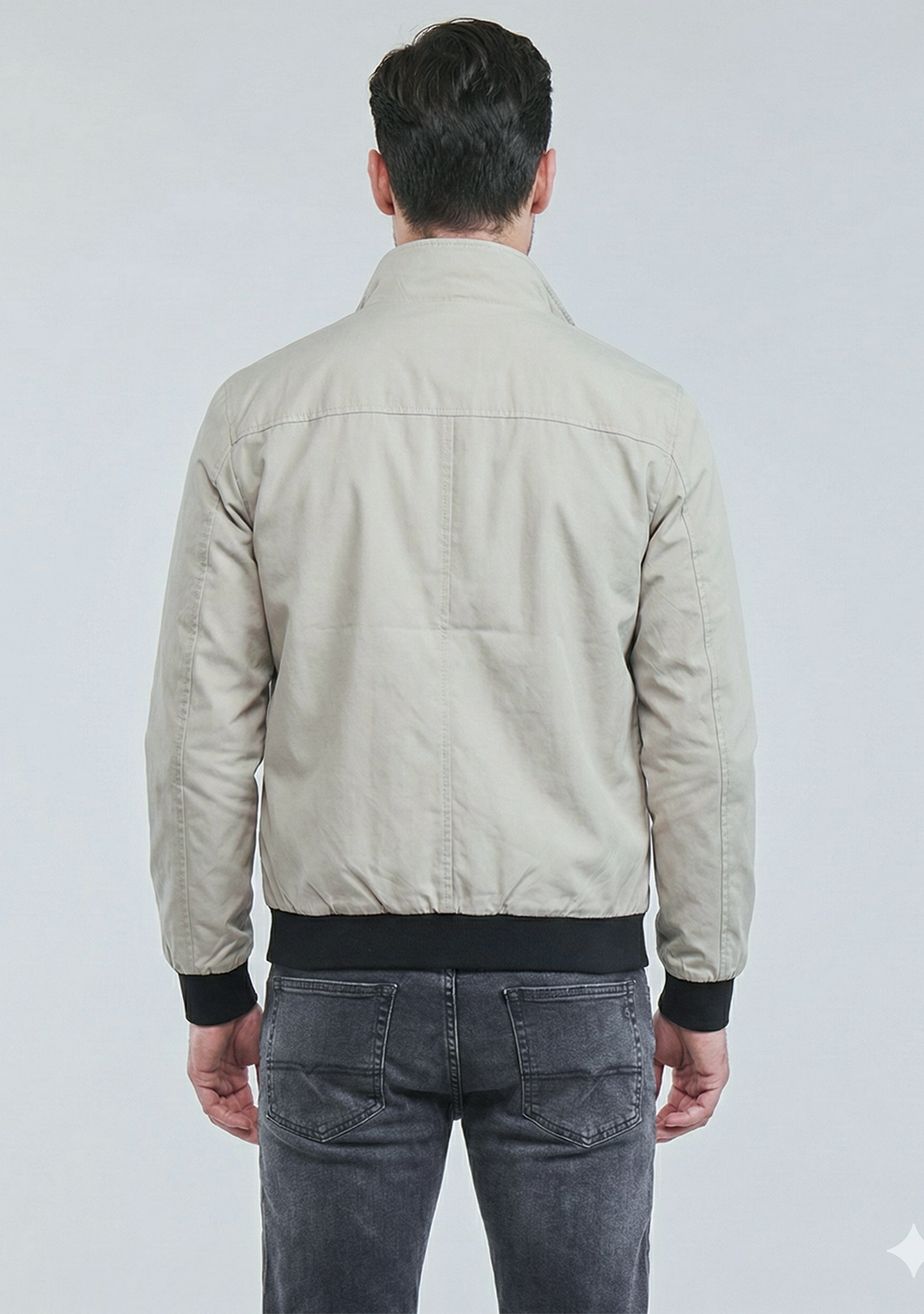 Lightweight Jacket with Stand Collar and Plaid Inner Lining | Daniel – Cream