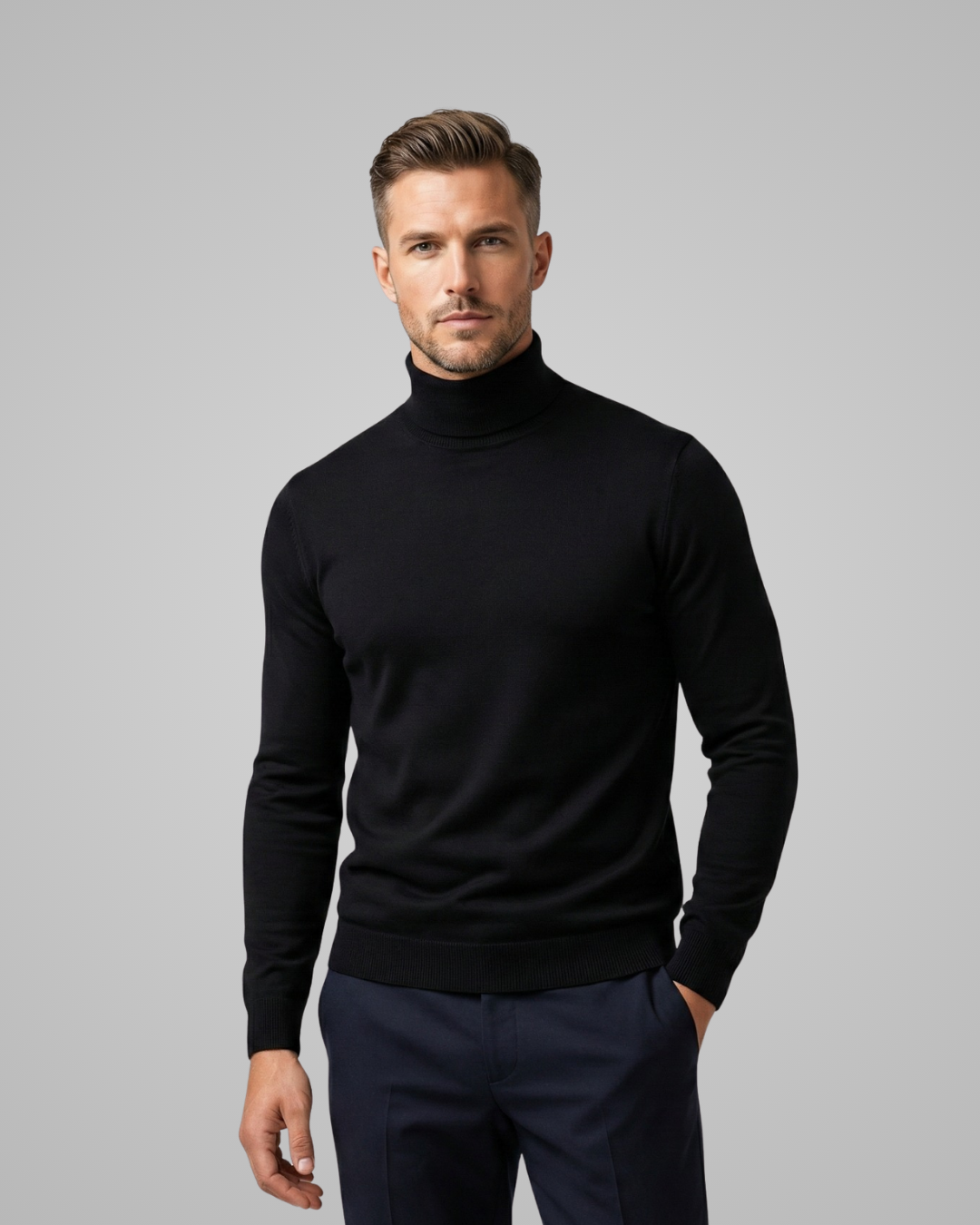 Men's Solid Turtle Neck Sweater