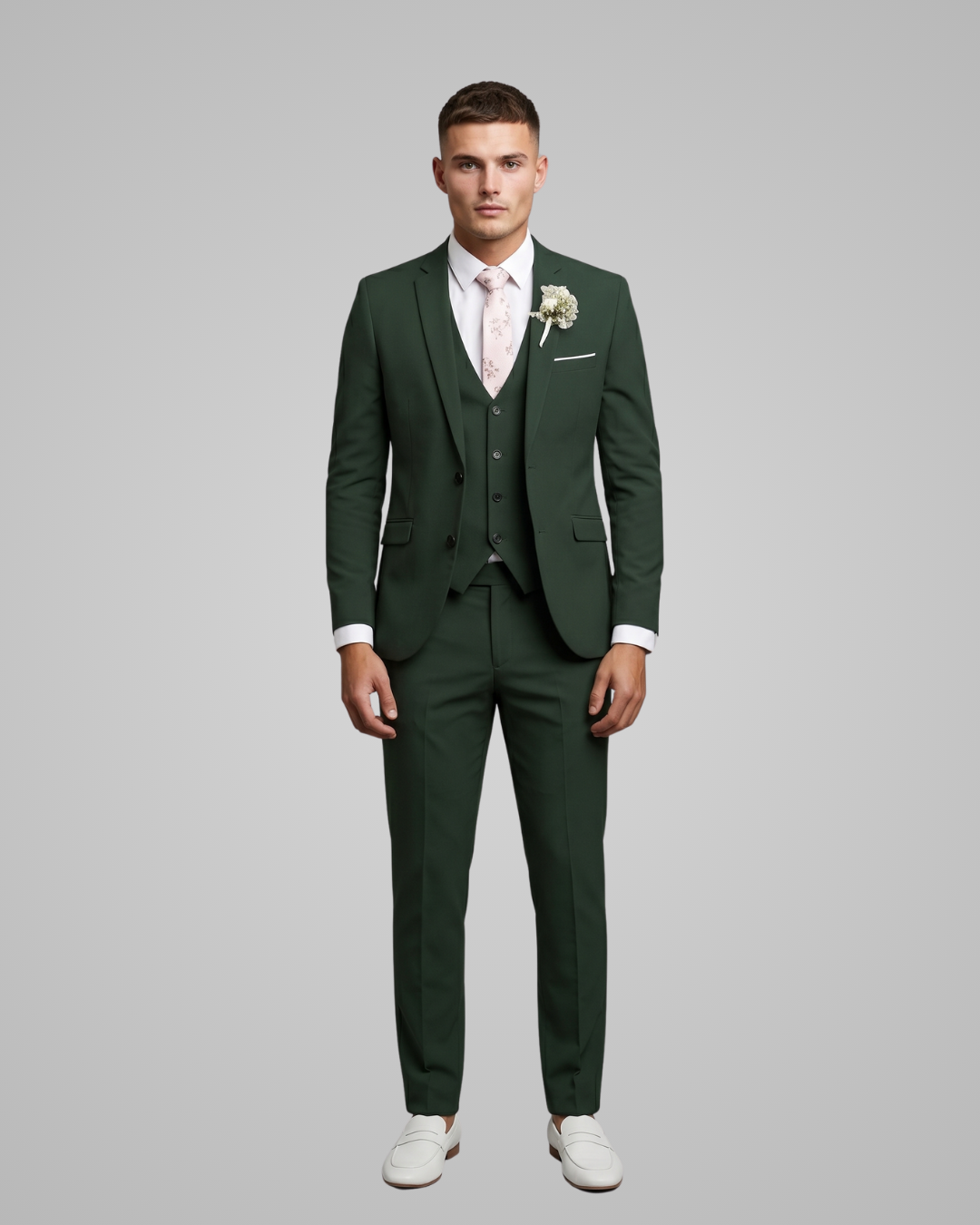 Men’s Wedding Slim 3 Piece Suit in Army Green