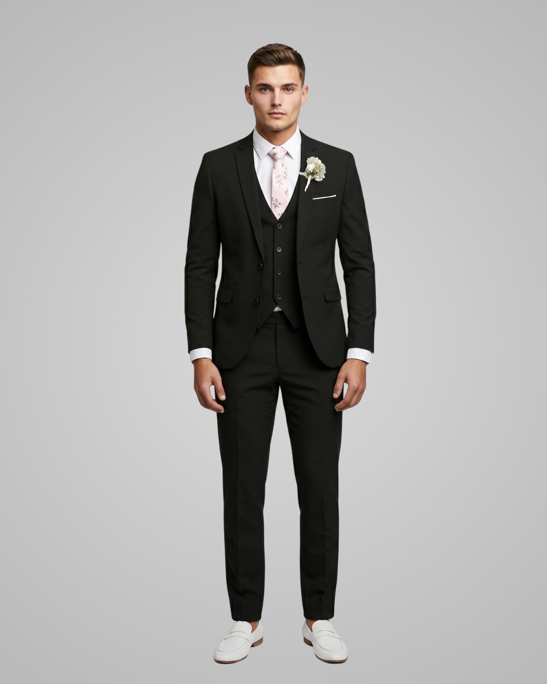 Men’s Wedding Slim 3 Piece Suit in Black