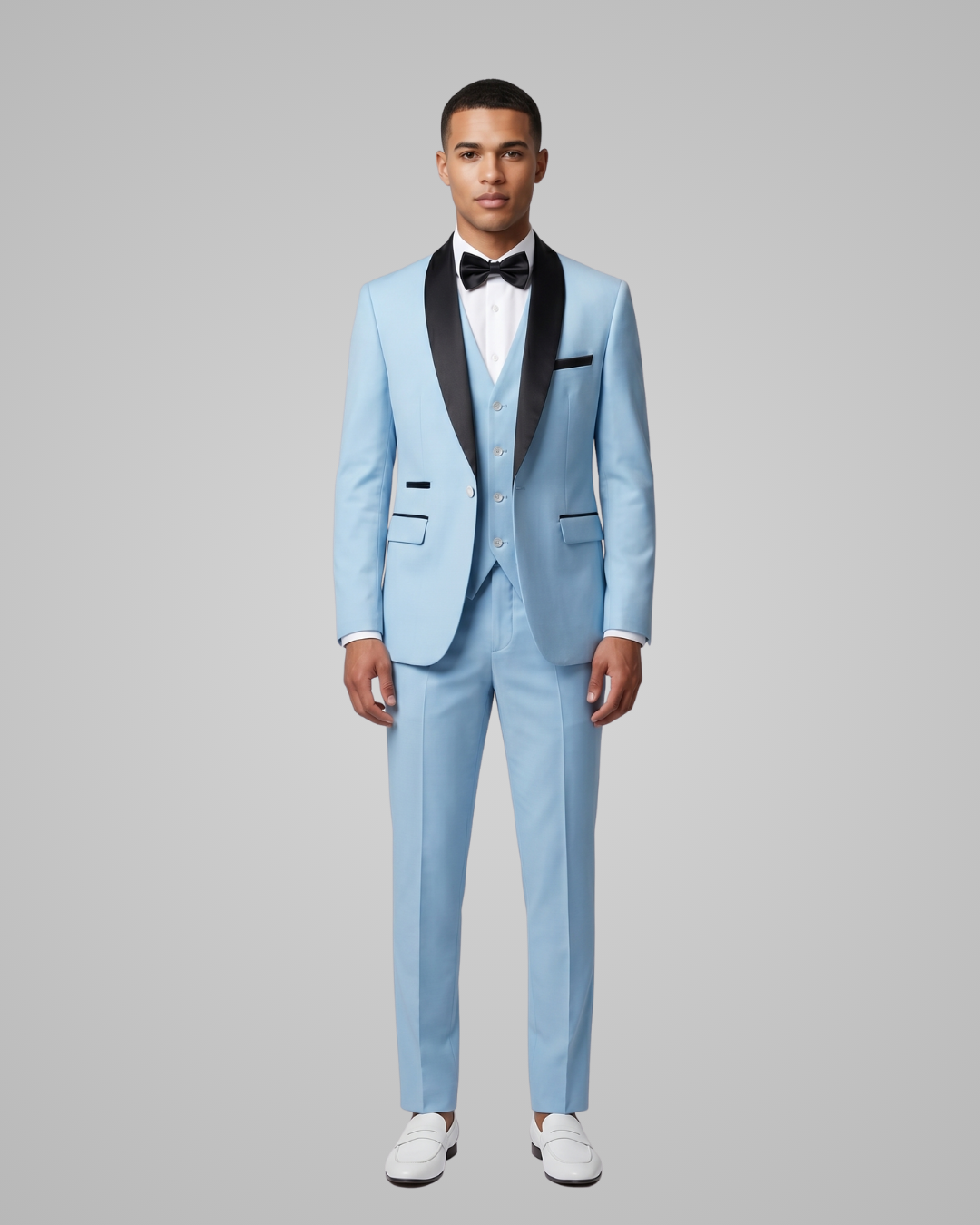 Sky Blue Men’s Formal Shawl Collar 3 Piece Suit