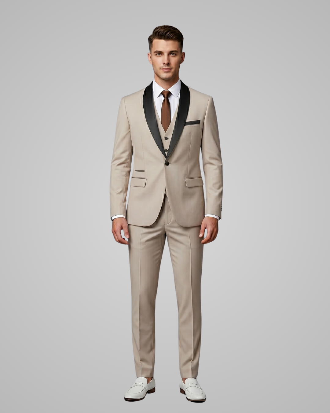 Apricot Men’s Formal Shawl Collar 3 Piece Suit