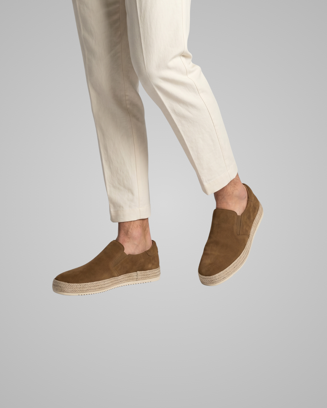 Men's Espadrille Slip-On Loafers in Yellow Brown
