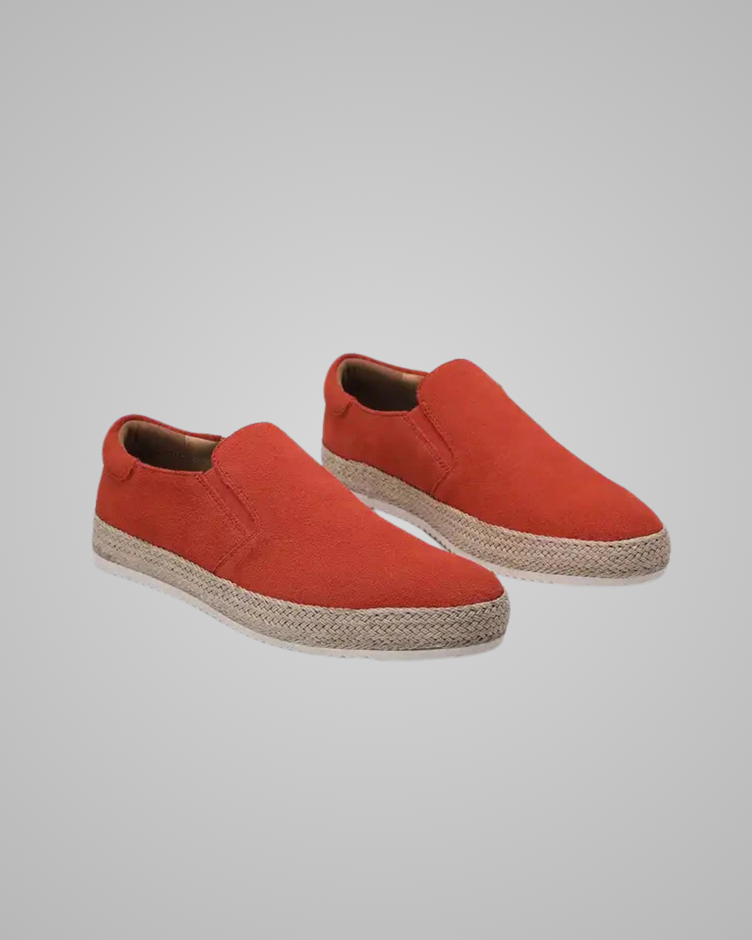 Men's Espadrille Slip-On Loafers in Orange Red