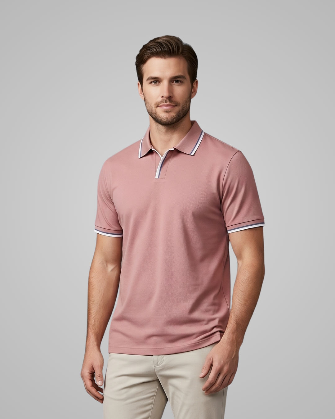 Men's Work Polo Shirt in Light Pink