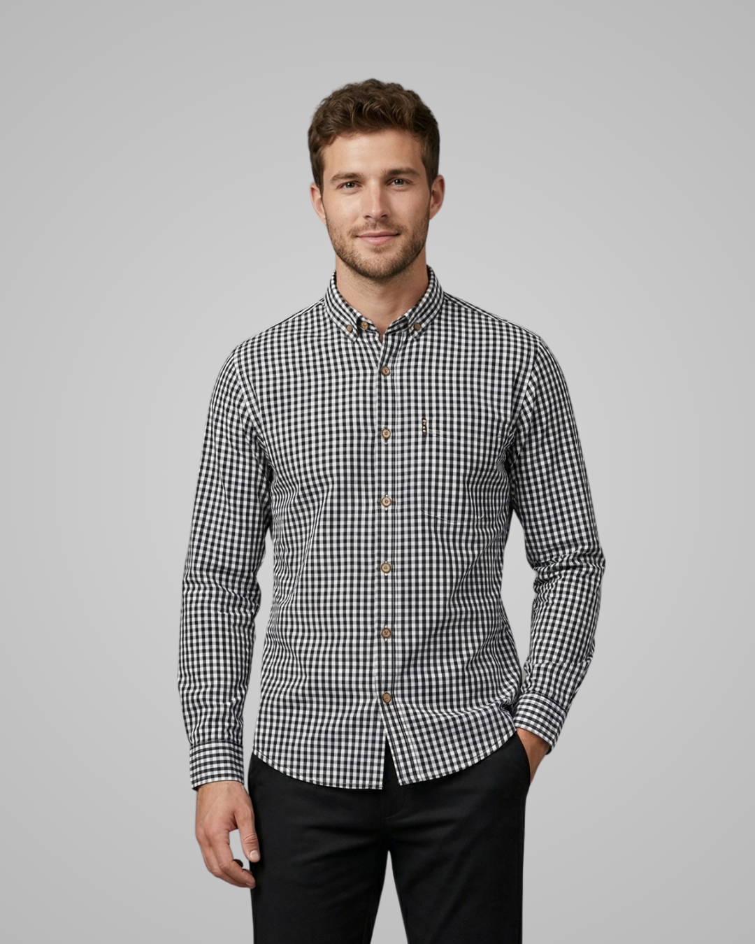 Men's Checkered Button-Up Shirt