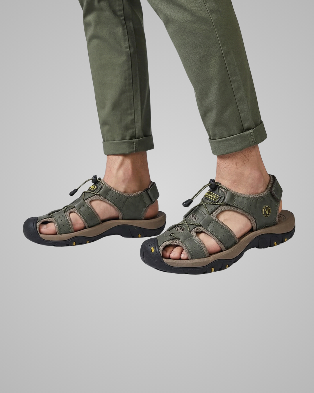 Men's Closed Toe Hiking Sandals in Army Green
