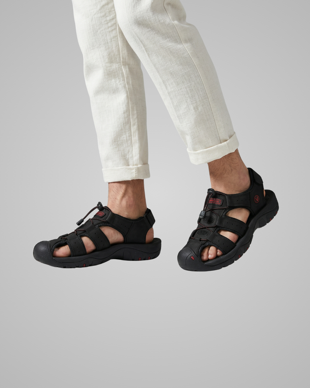 Men's Closed Toe Hiking Sandals in Black