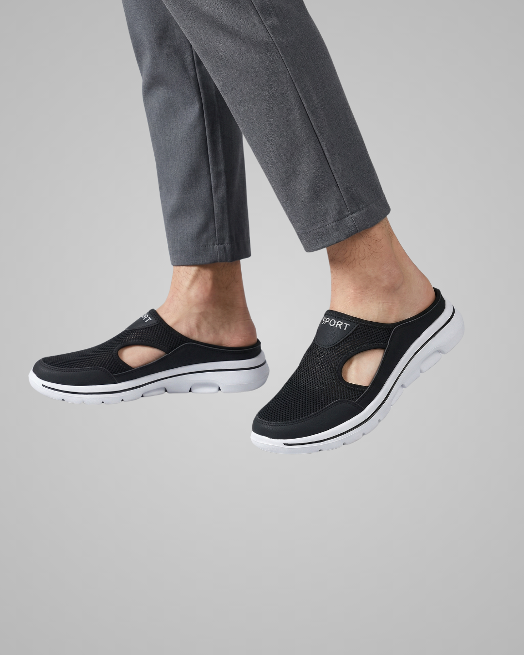 Men's Closed Toe Mesh Sandals in Black
