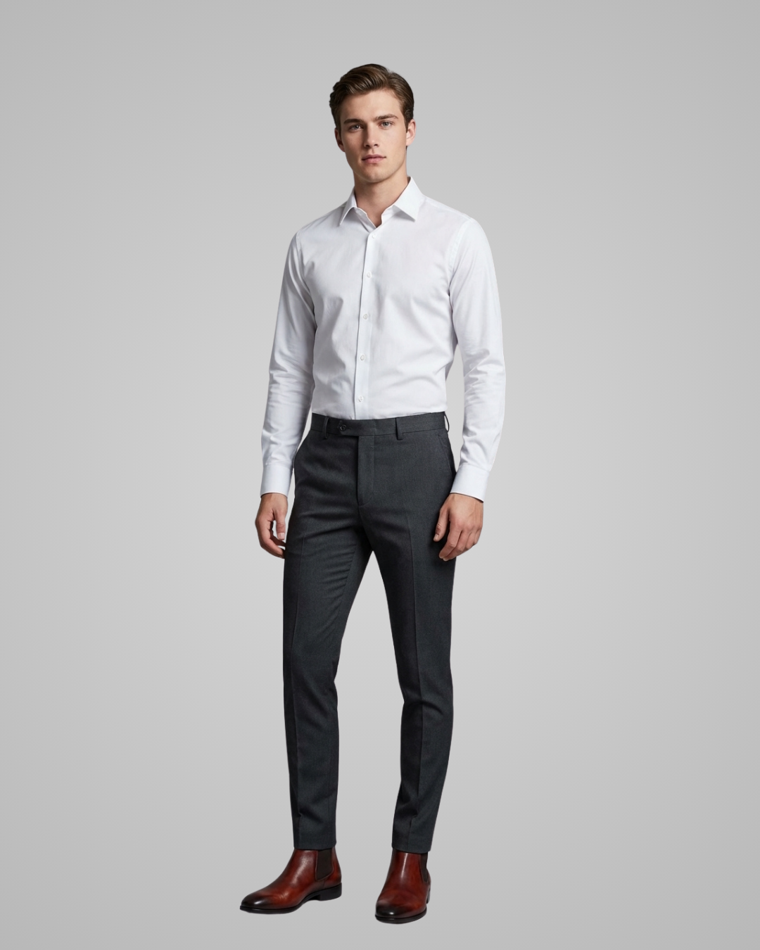 Men's Elastic Waist Tailored Trousers in Black