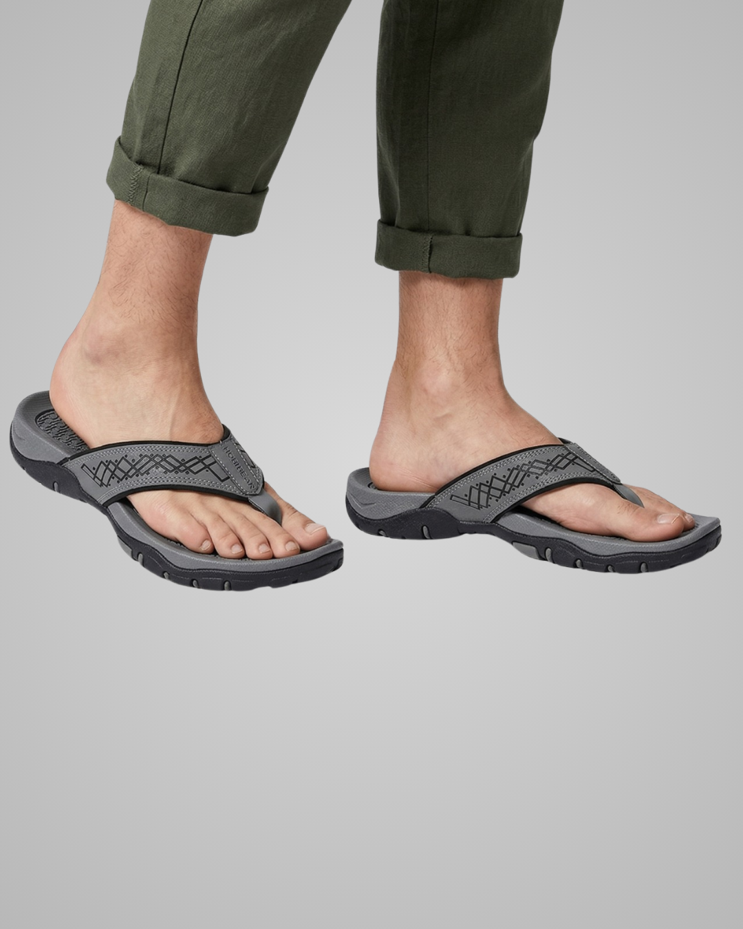 Grey sandal on a grey background