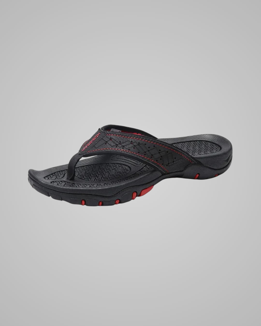 Black orange sandal on a grey background