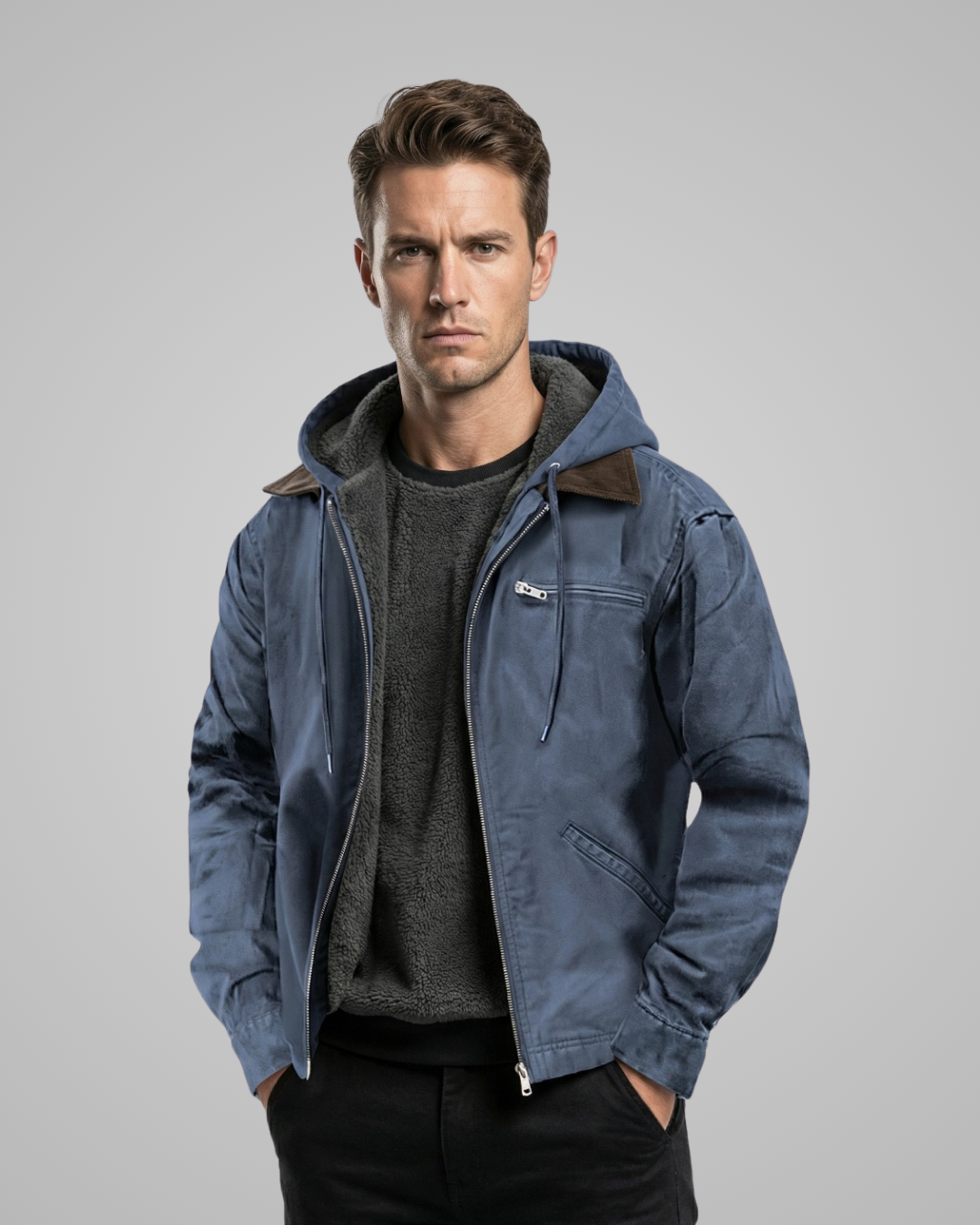 Men's Hooded Fleece-Lined Spring Jacket