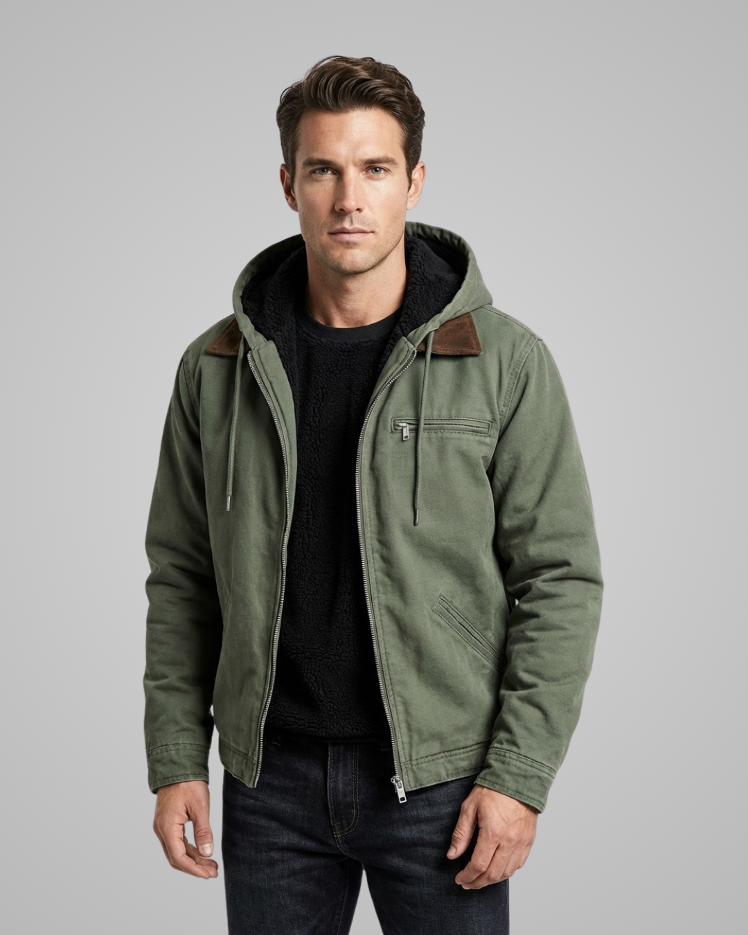 Men's Hooded Fleece-Lined Spring Jacket