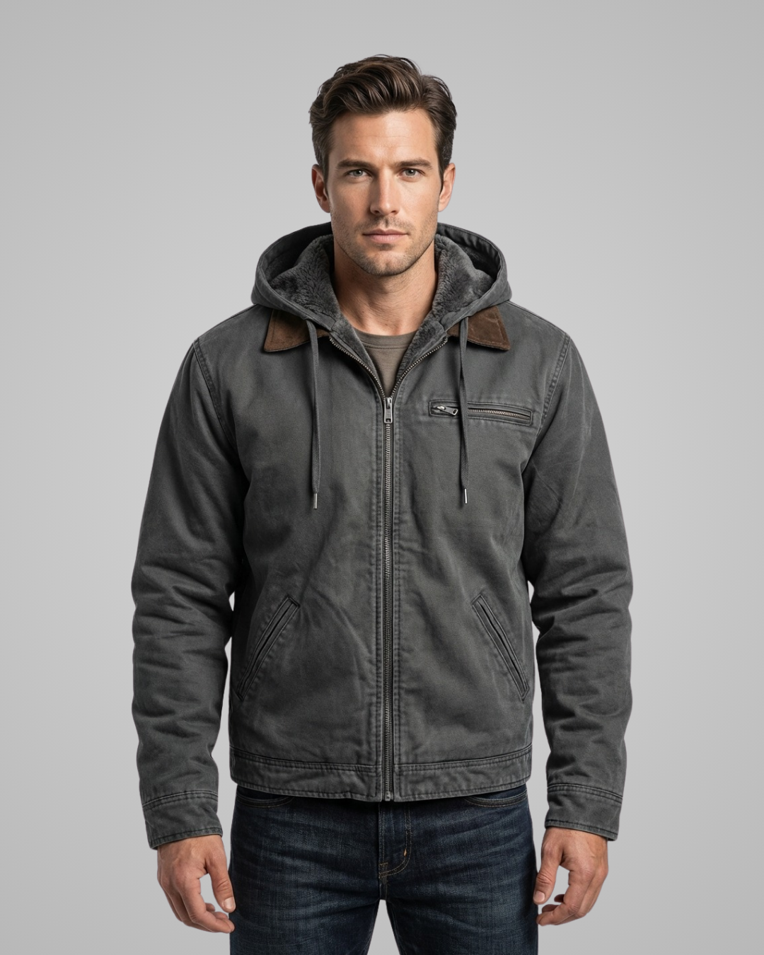 Men's Hooded Fleece-Lined Spring Jacket