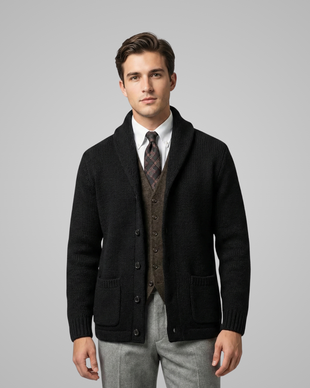 Men's Shawl Collar Button Cardigan