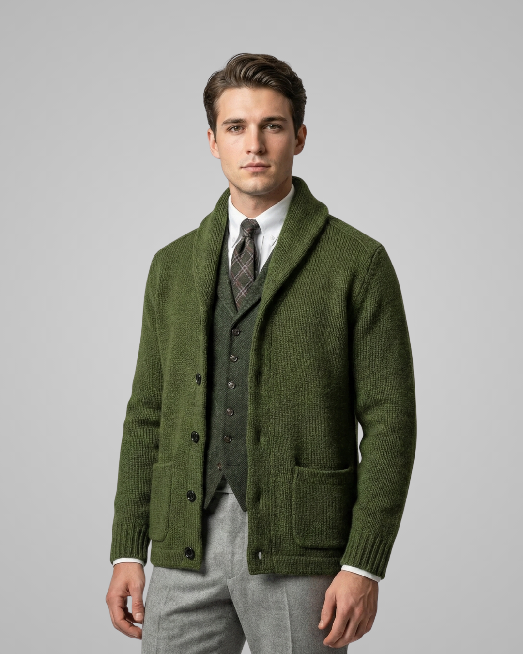 Men's Shawl Collar Button Cardigan