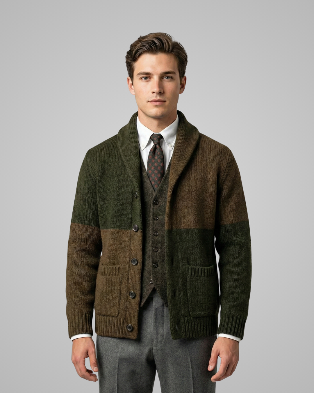 Men's Shawl Collar Button Cardigan