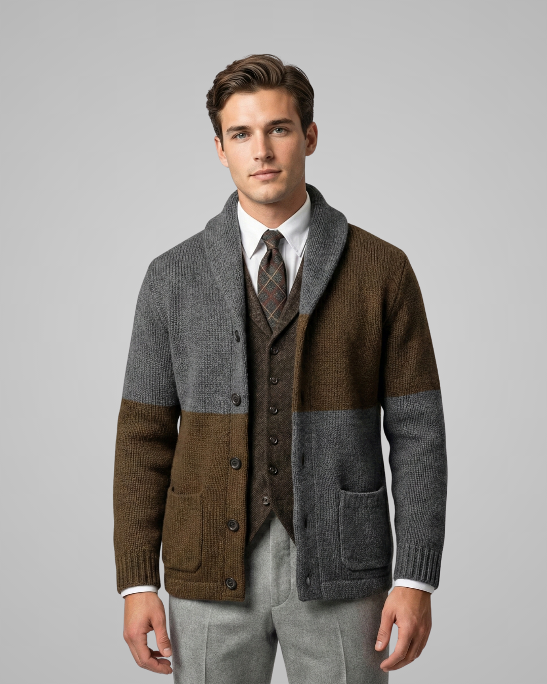 Men's Shawl Collar Button Cardigan