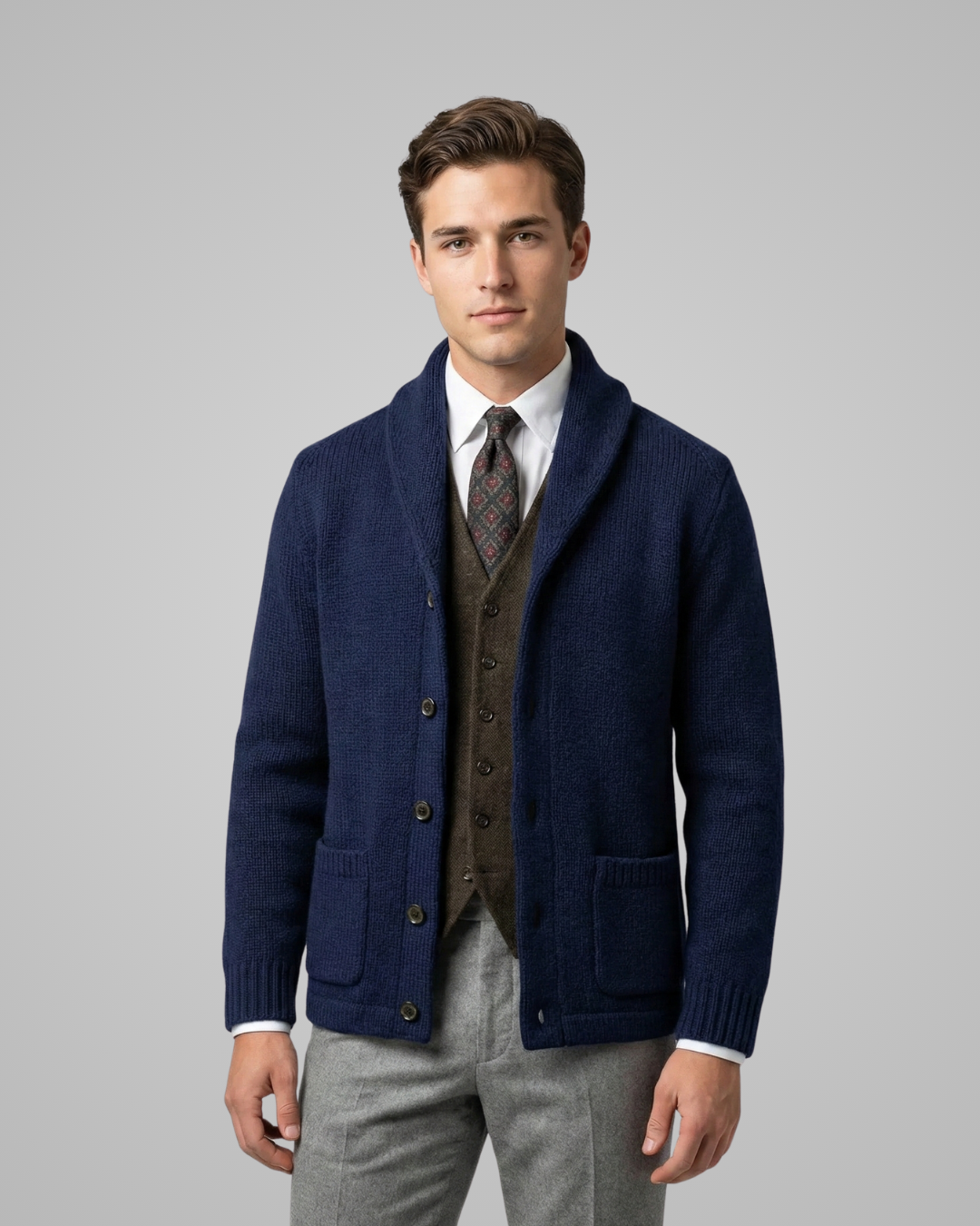 Men's Shawl Collar Button Cardigan