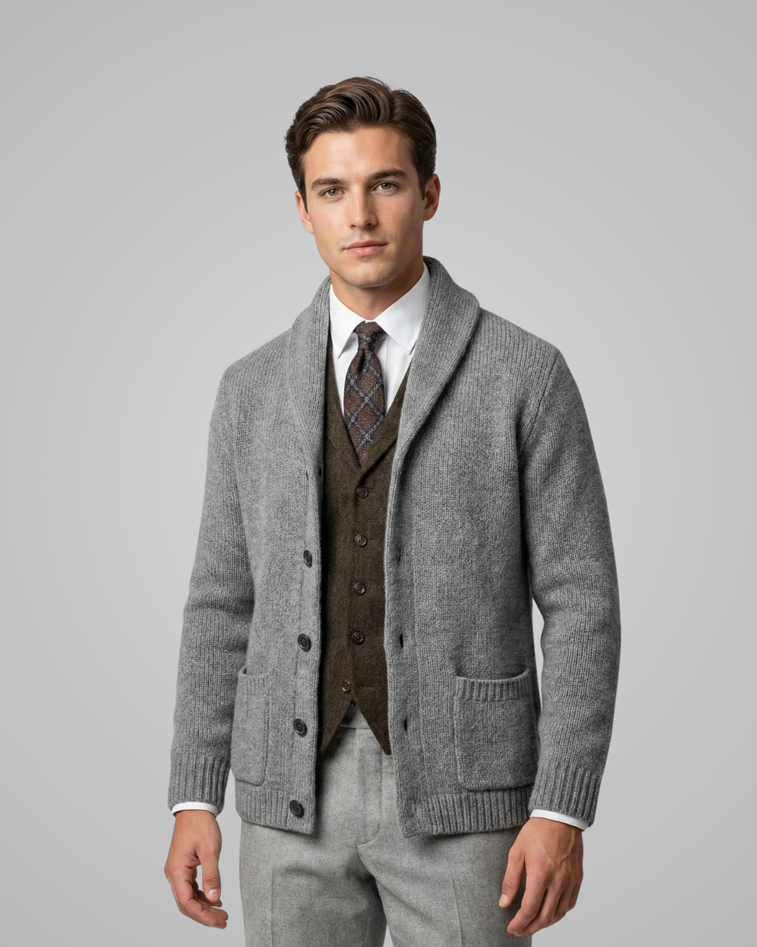 Men's Shawl Collar Button Cardigan