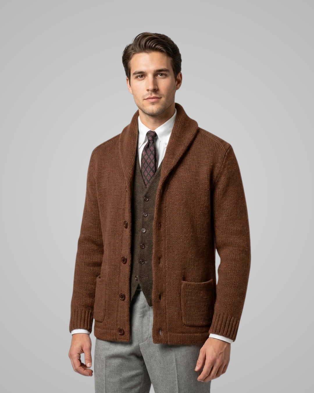 Men's Shawl Collar Button Cardigan