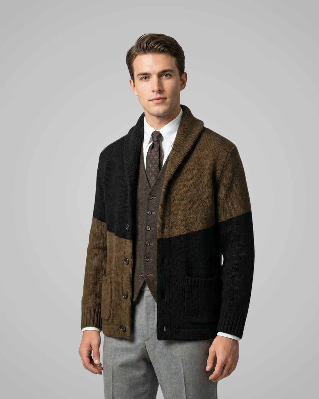 Men's Shawl Collar Button Cardigan