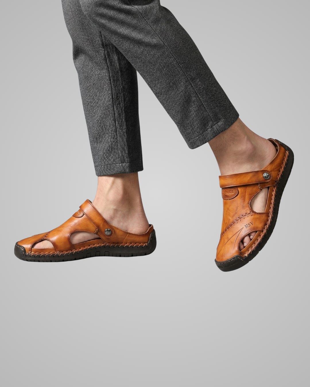 Men's Slip-On Summer Sandals in Yellow Brown