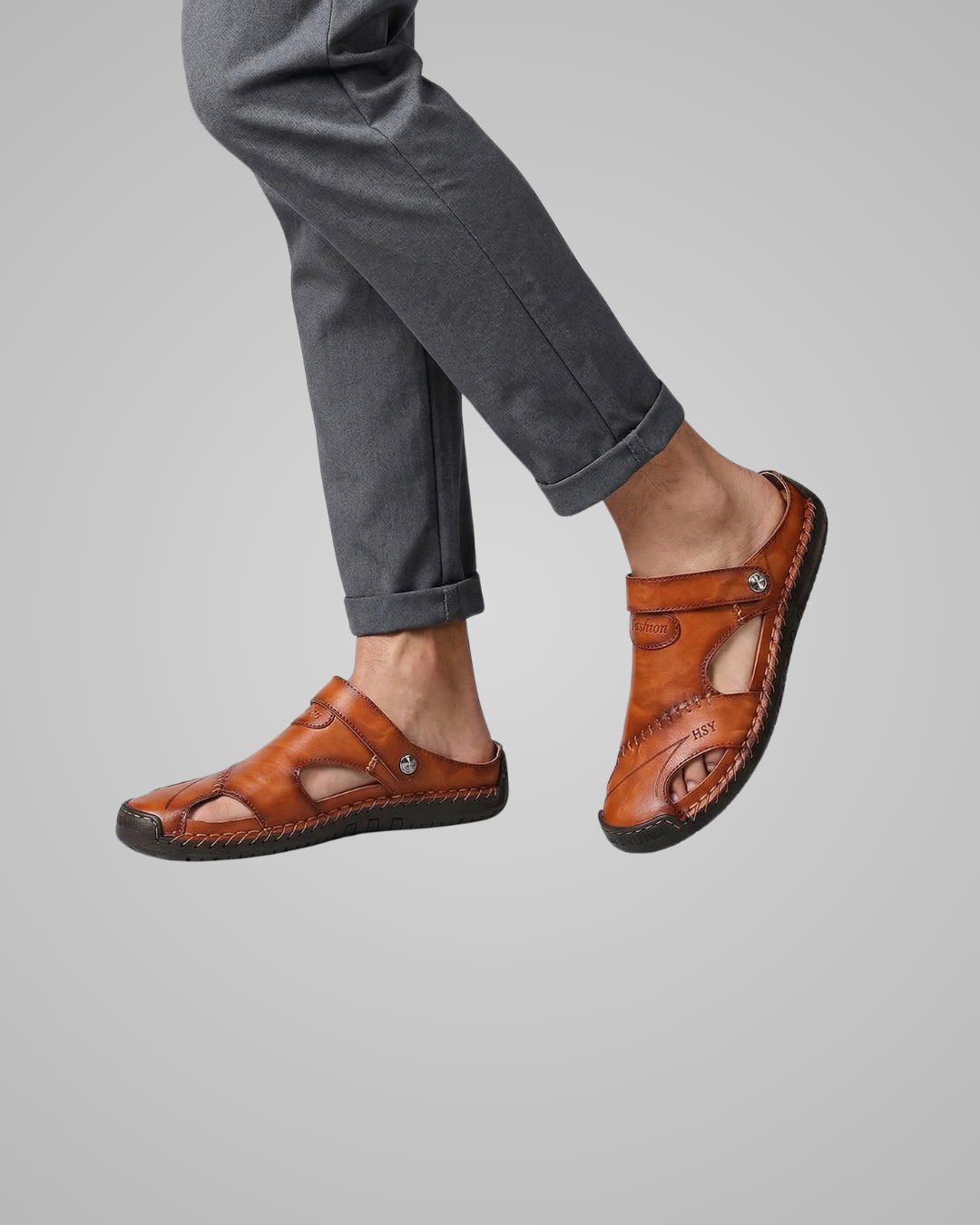 Men's Slip-On Summer Sandals in Red Brown