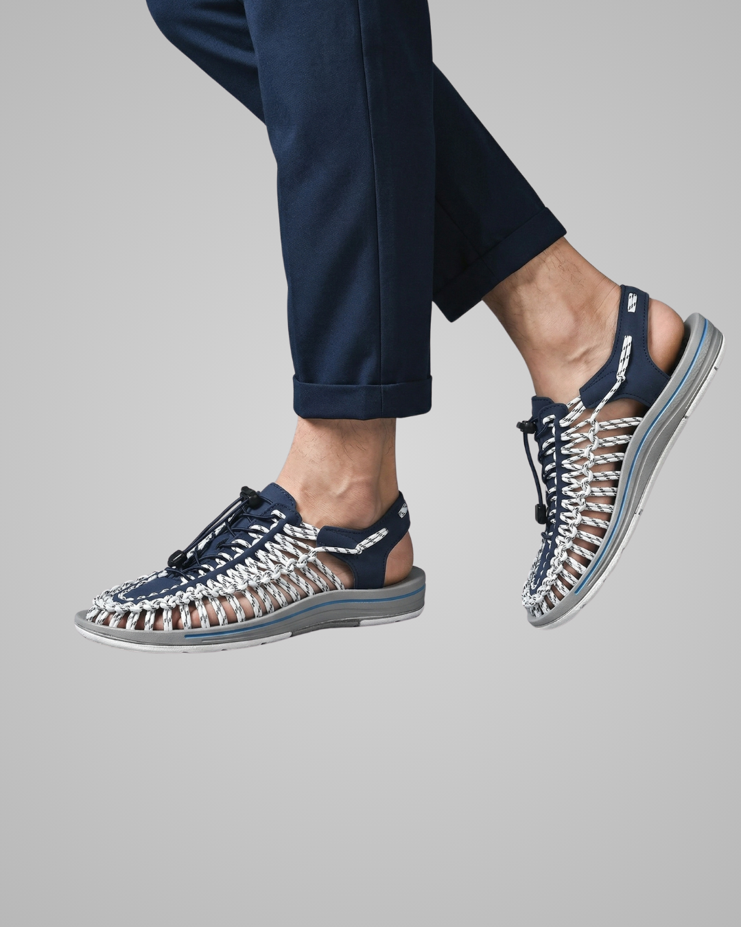 Men's Slip-On Woven Summer Sandals in Blue