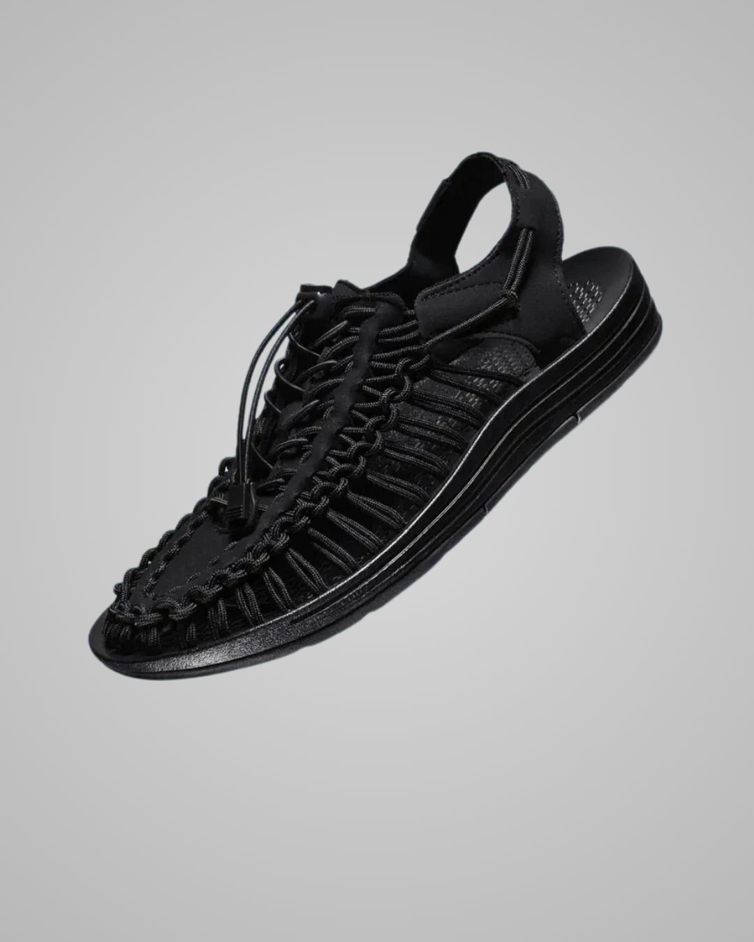 Men's Slip-On Woven Summer Sandals in Black