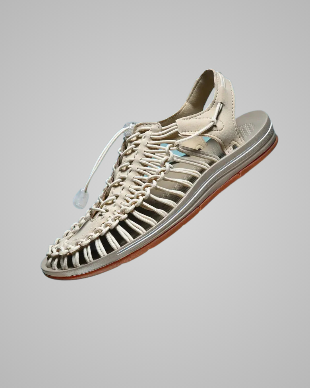 Men's Slip-On Woven Summer Sandals in Beige