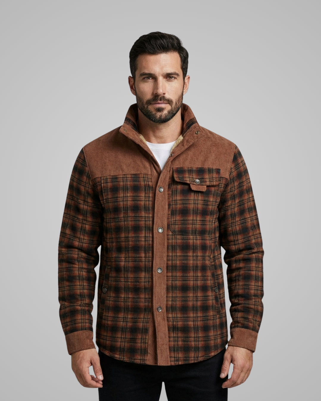 Men's Spring Flannel Jacket Faux Fur