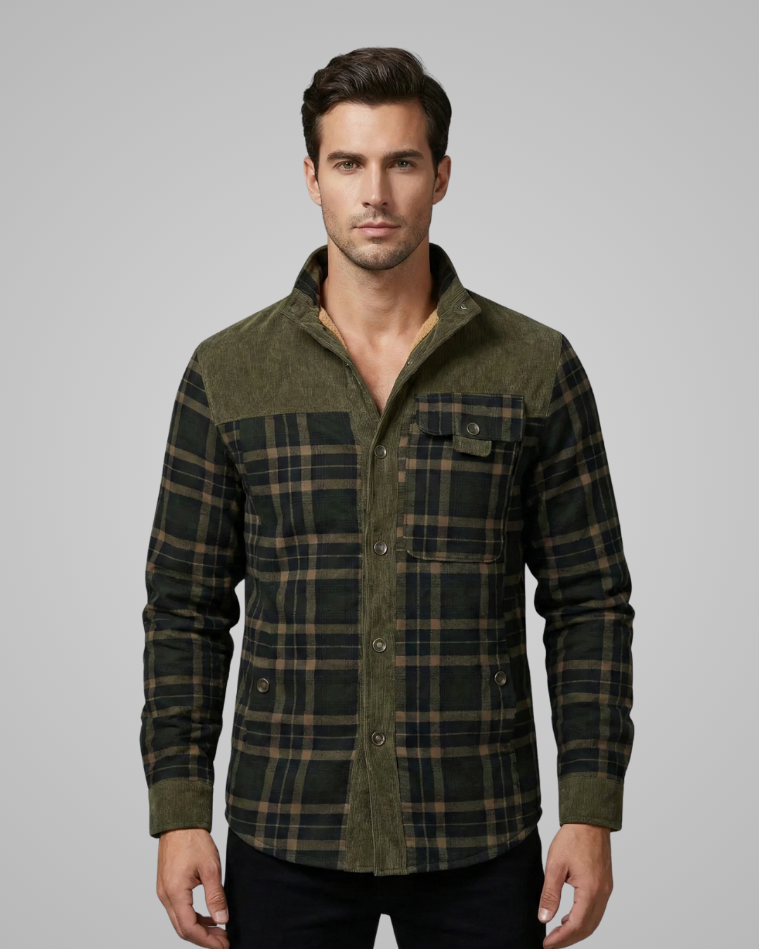 Men's Spring Flannel Jacket Faux Fur