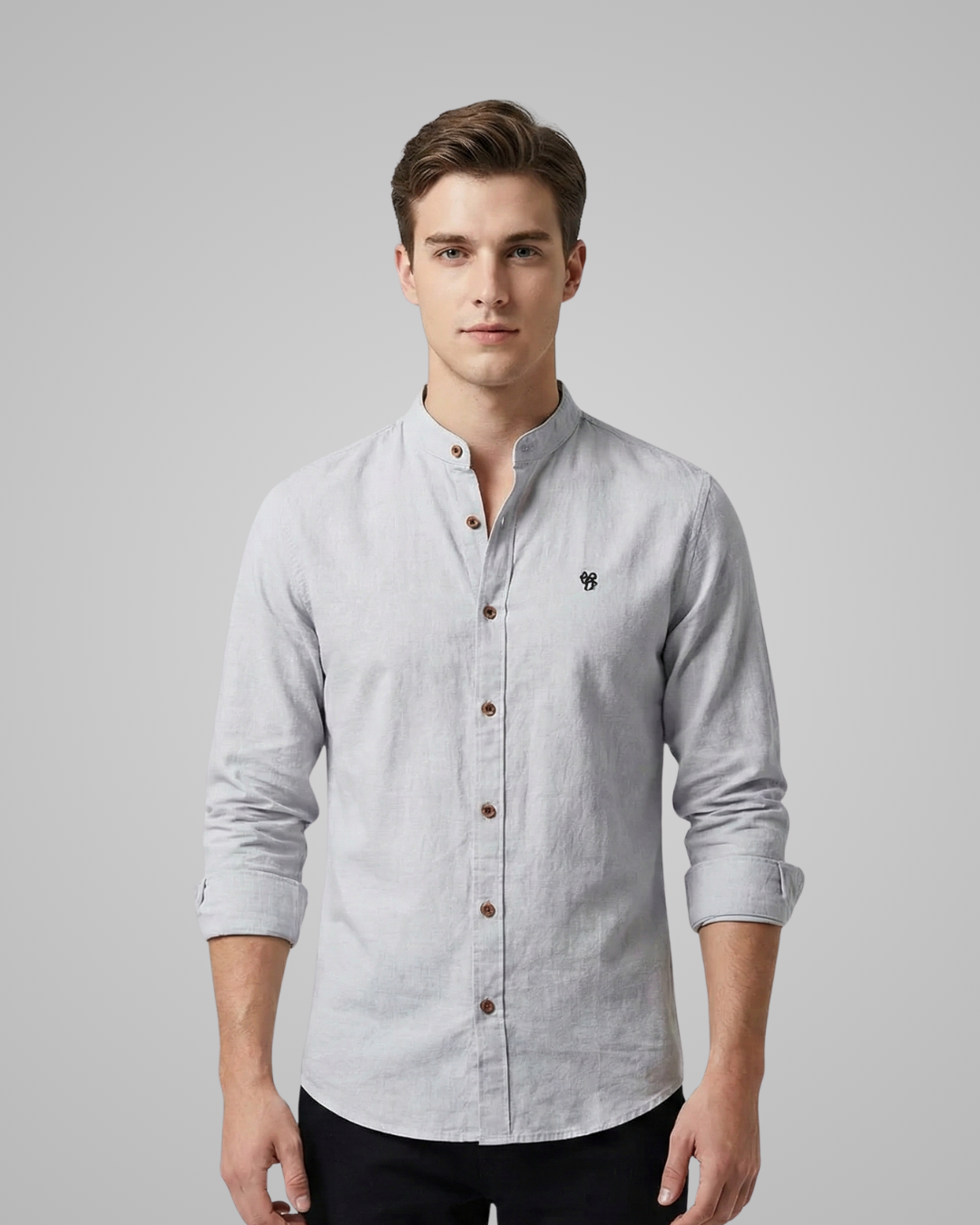 Men's Stand Collar Long Sleeve Shirt