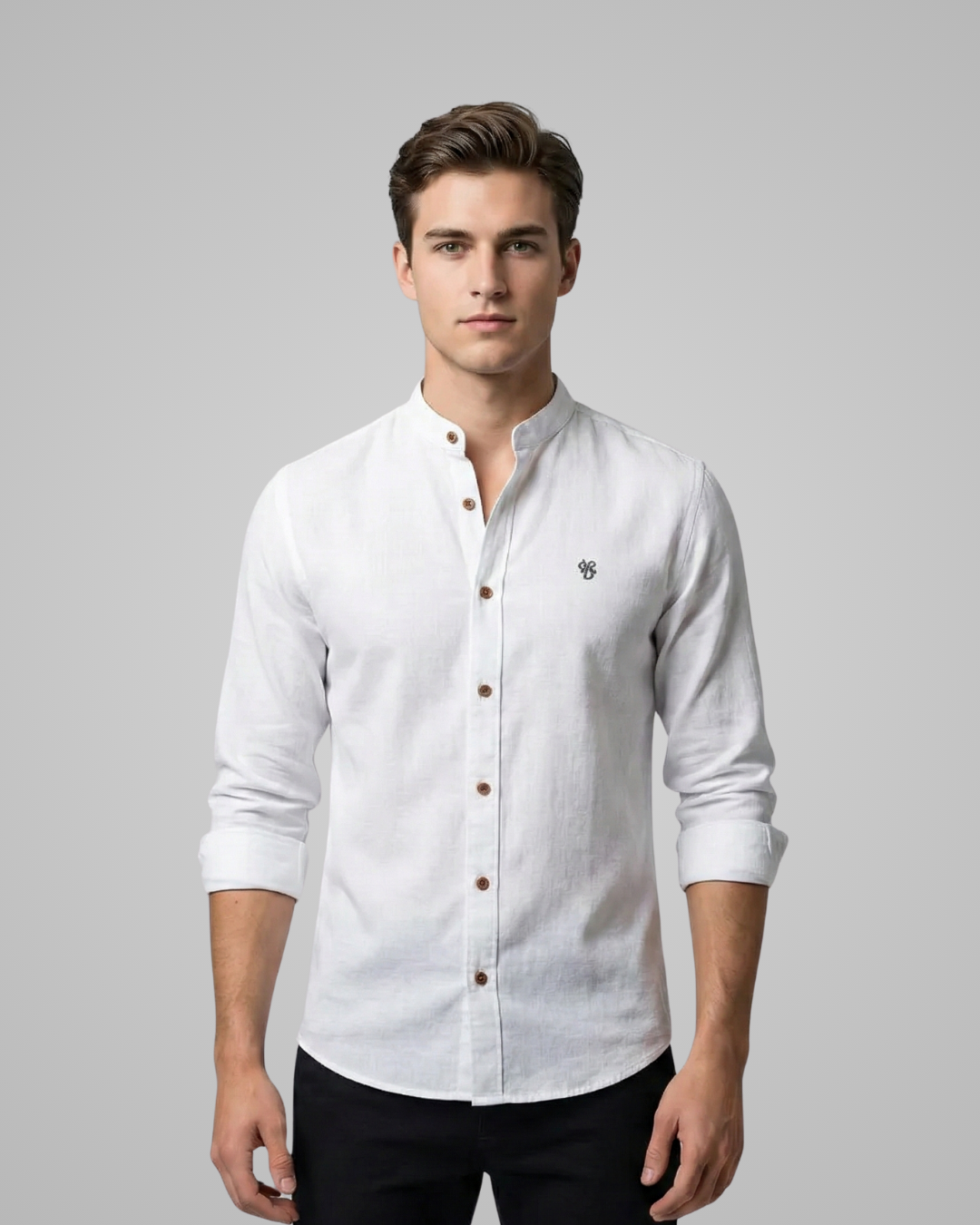 Men's Stand Collar Long Sleeve Shirt