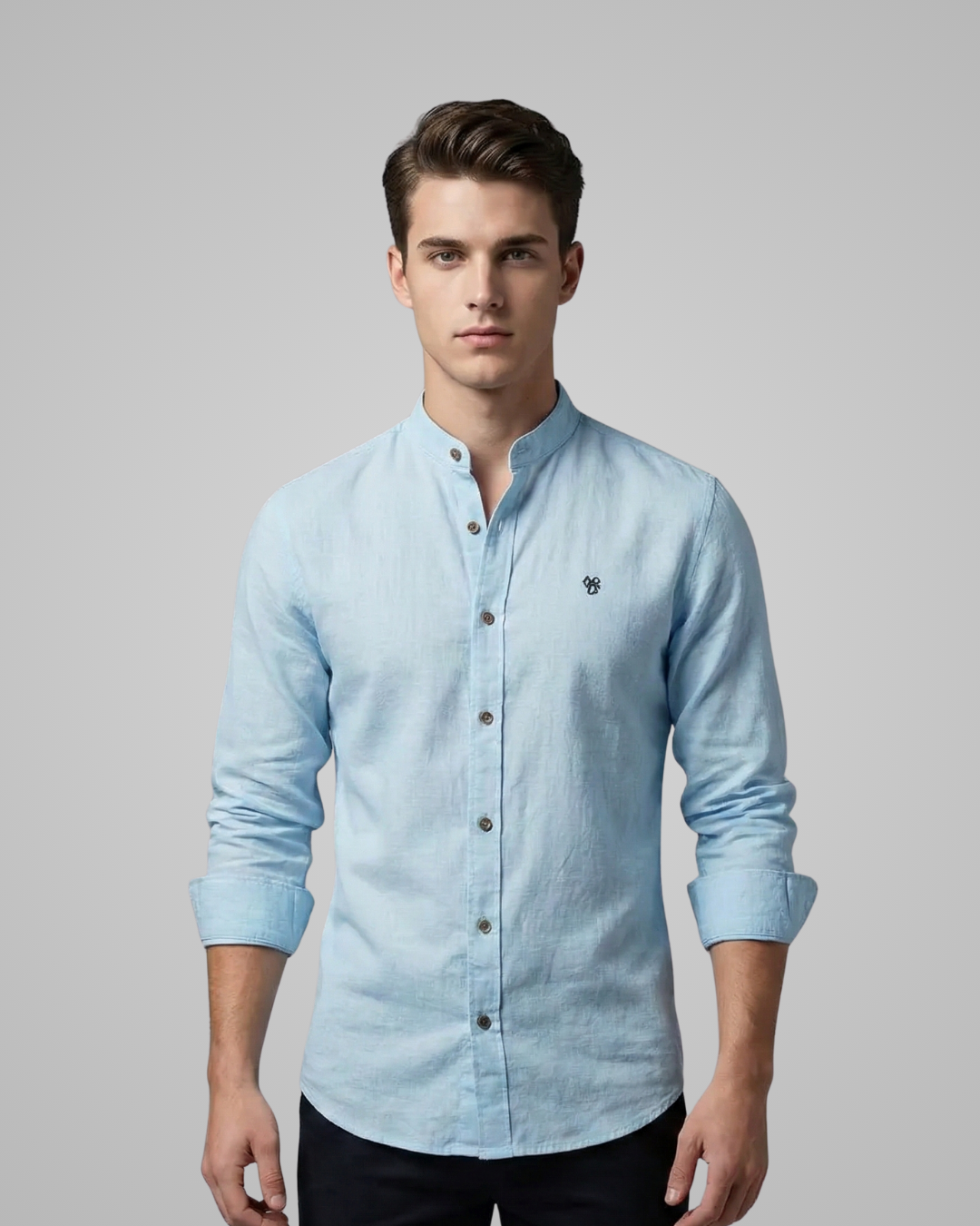 Men's Stand Collar Long Sleeve Shirt