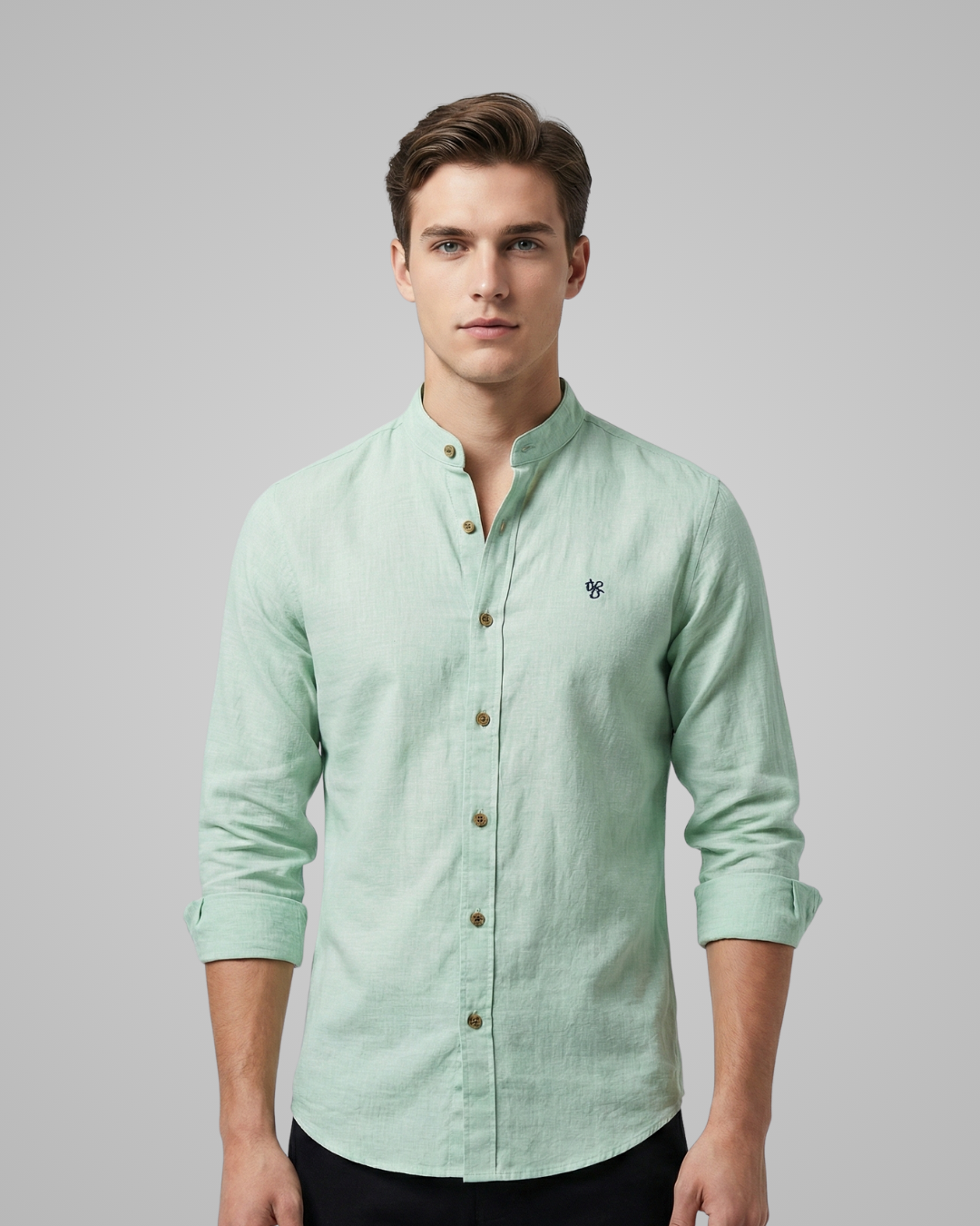 Men's Stand Collar Long Sleeve Shirt