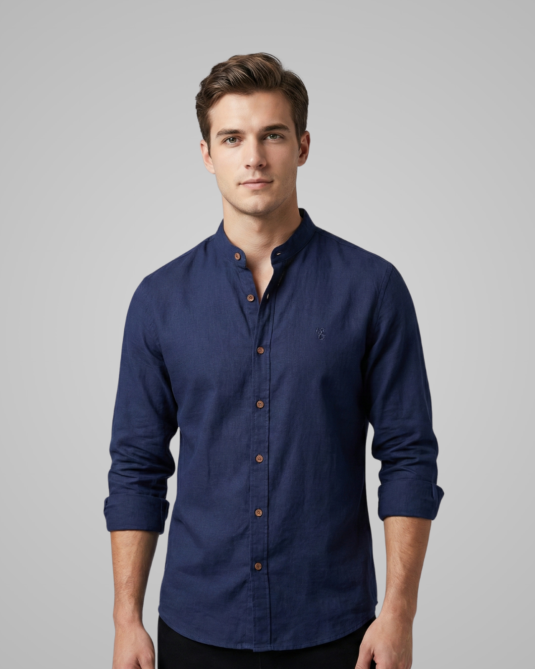 Men's Stand Collar Long Sleeve Shirt