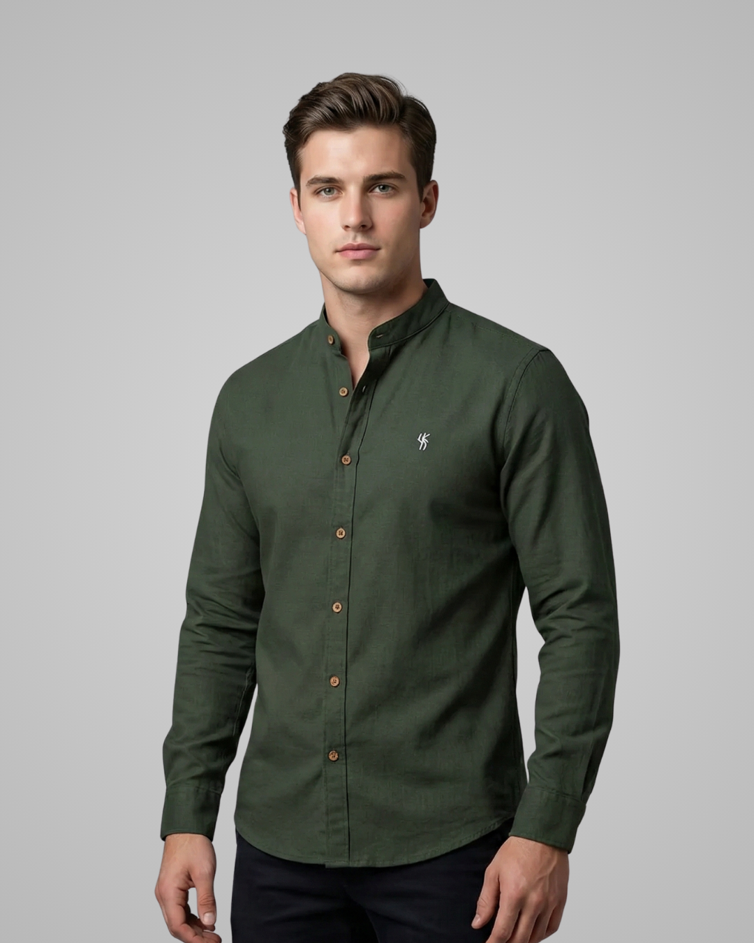 Men's Stand Collar Long Sleeve Shirt