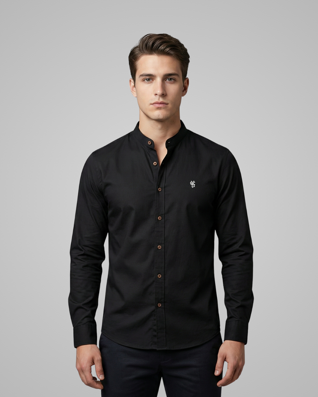 Men's Stand Collar Long Sleeve Shirt