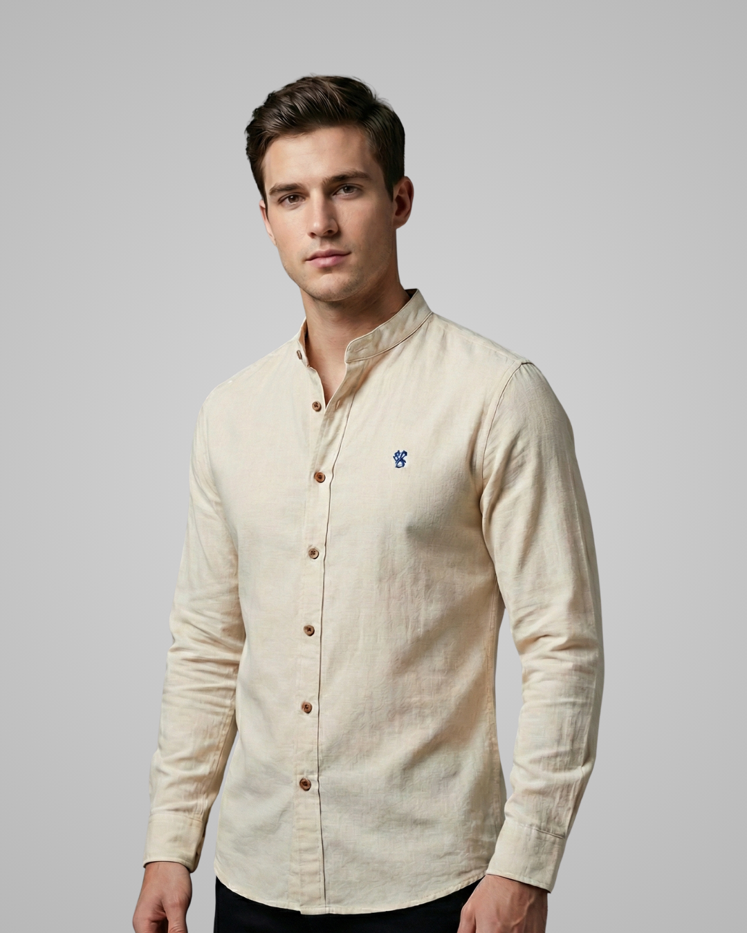 Men's Stand Collar Long Sleeve Shirt
