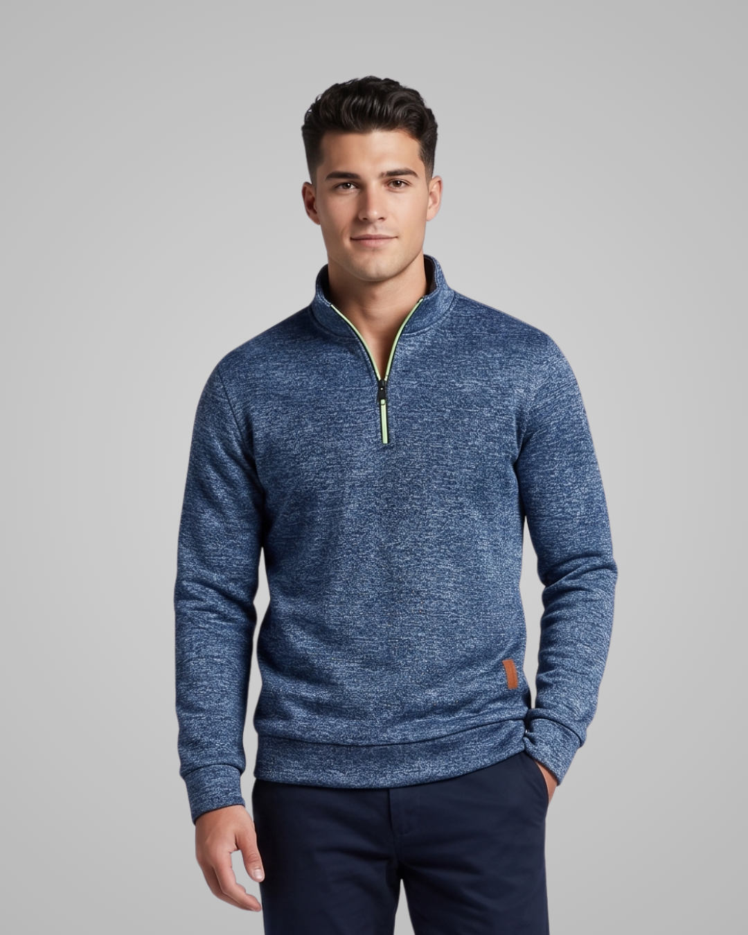 Men's Quarter-Zip Stand Collar Sweater
