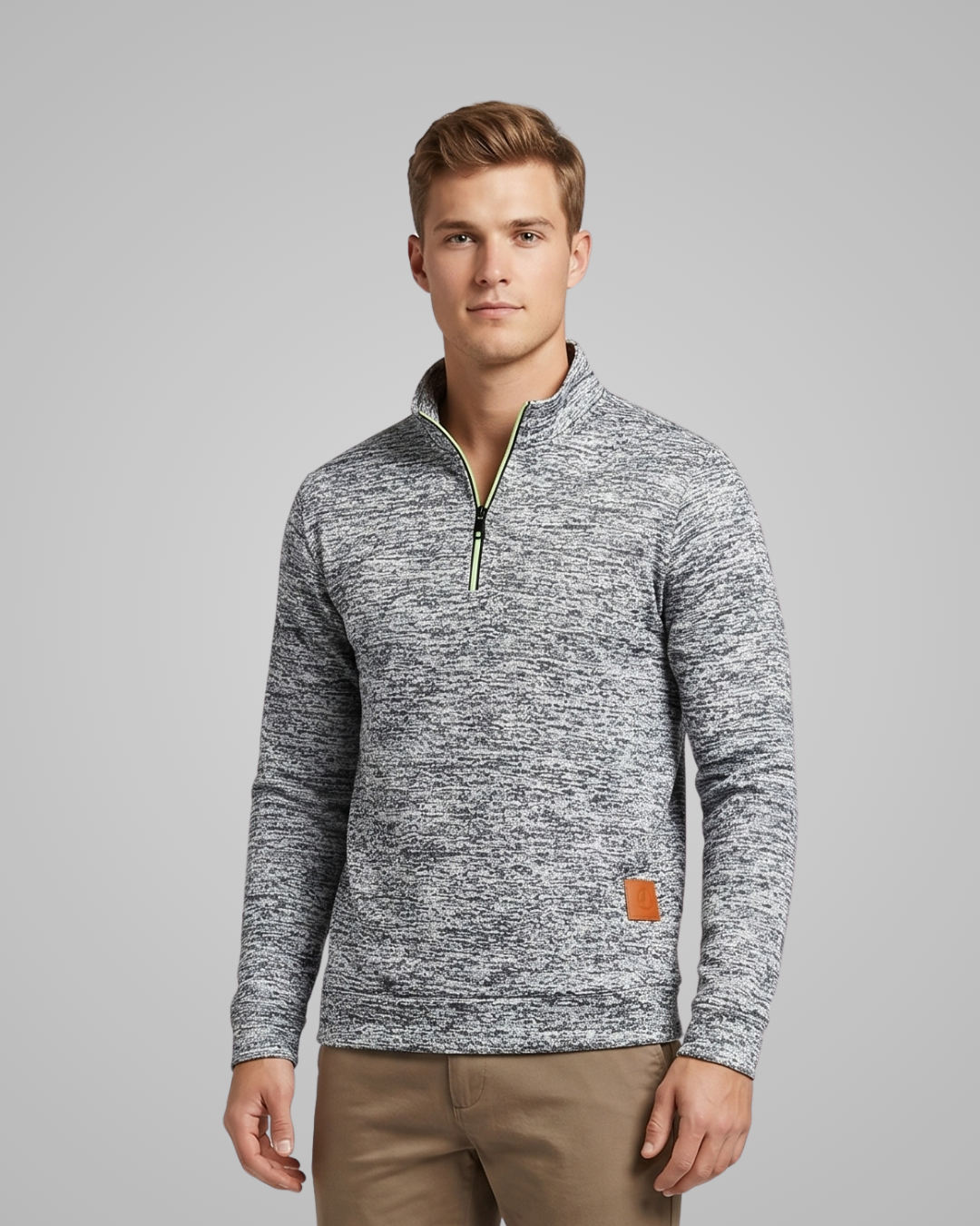 Men's Quarter-Zip Stand Collar Sweater