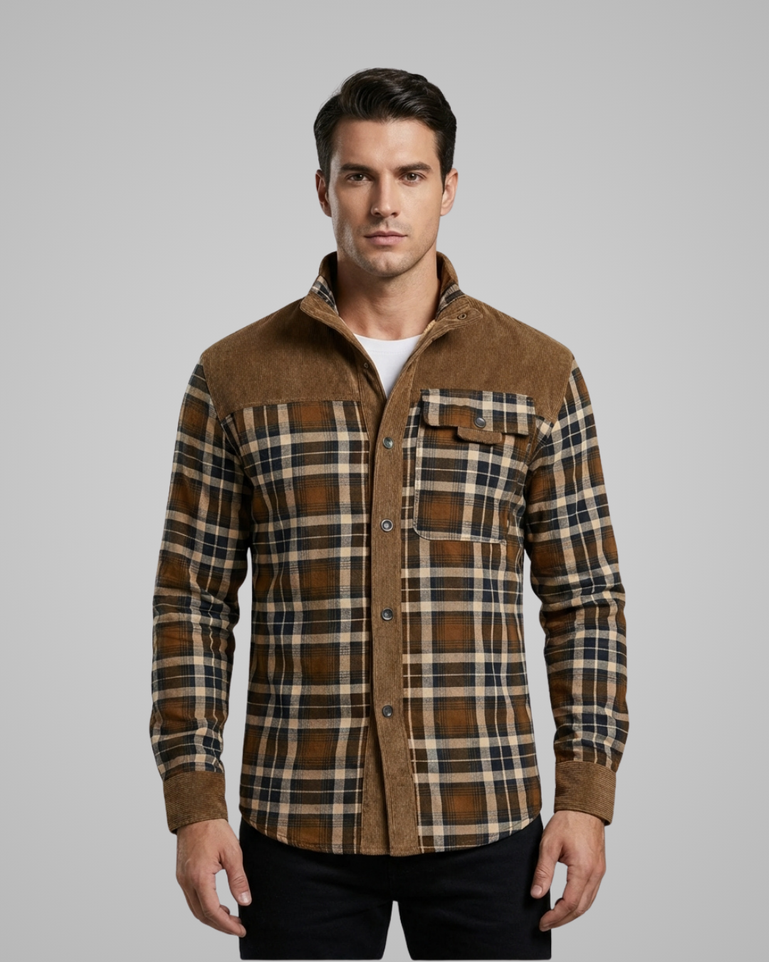 Men's Spring Flannel Jacket Faux Fur