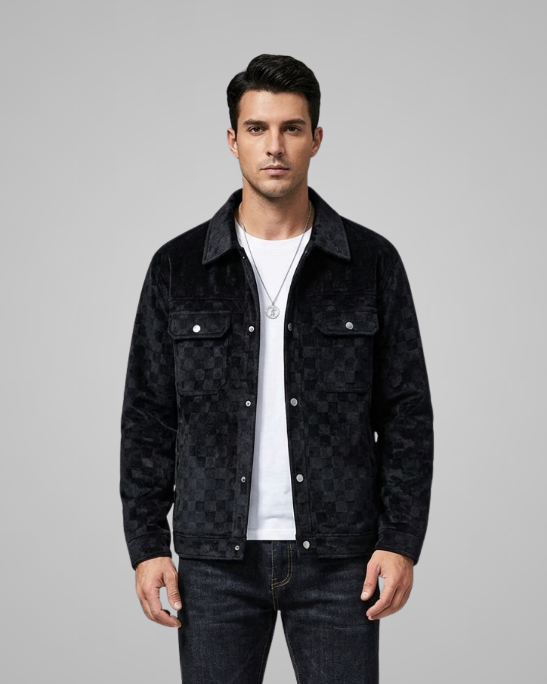 Men's Spring Jacket Checkered Casual Style