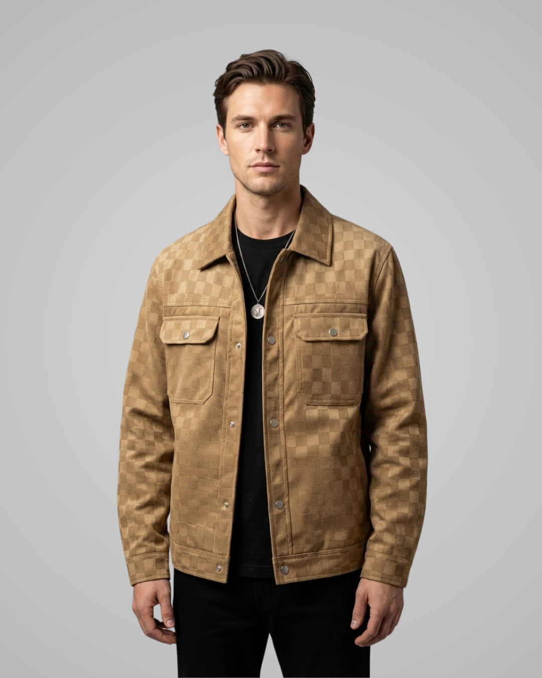 Men's Spring Jacket Checkered Casual Style