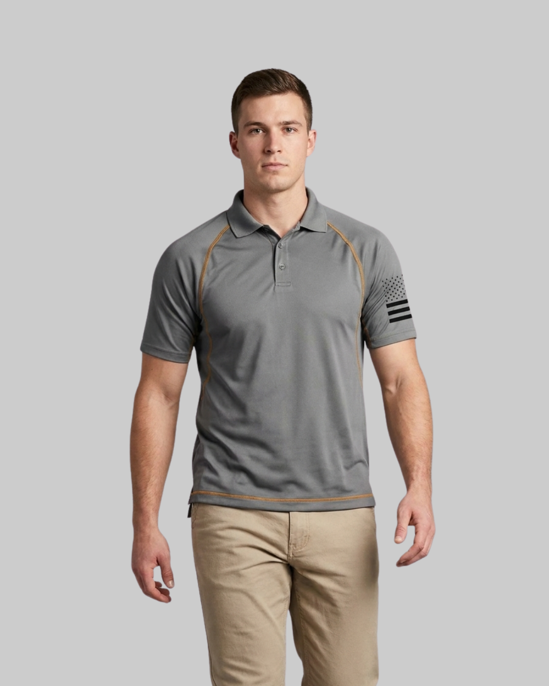 Men's Athletic Fit Polo Shirt in grey.