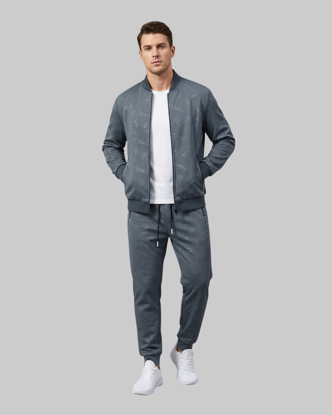 Men's Bomber Tracksuit Set in blue.
